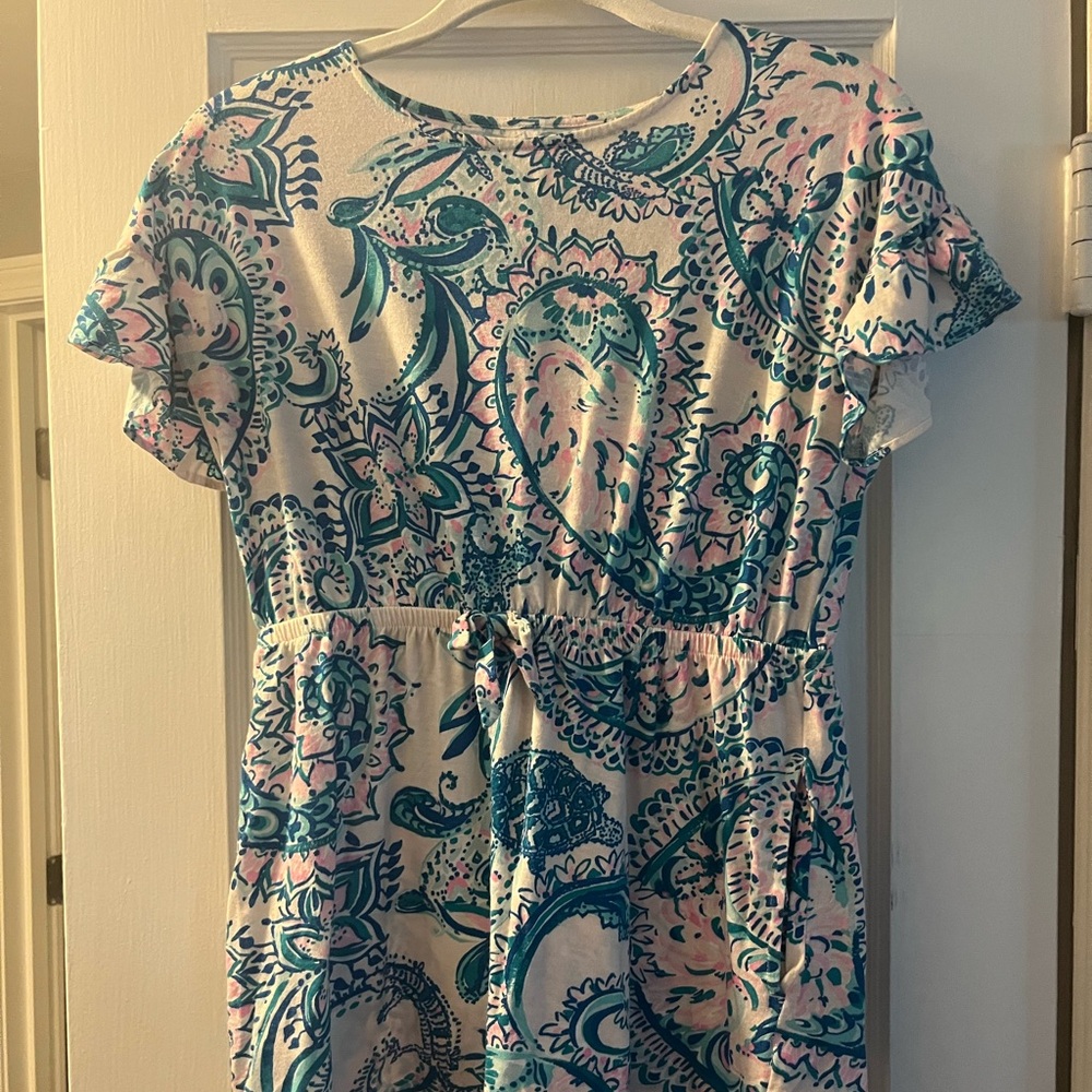 Lilly Pulitzer Floral Paisley Romper in Blue and Pink